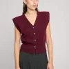 Padded Knit Silver Button Top