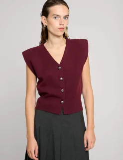 Padded Knit Silver Button Top