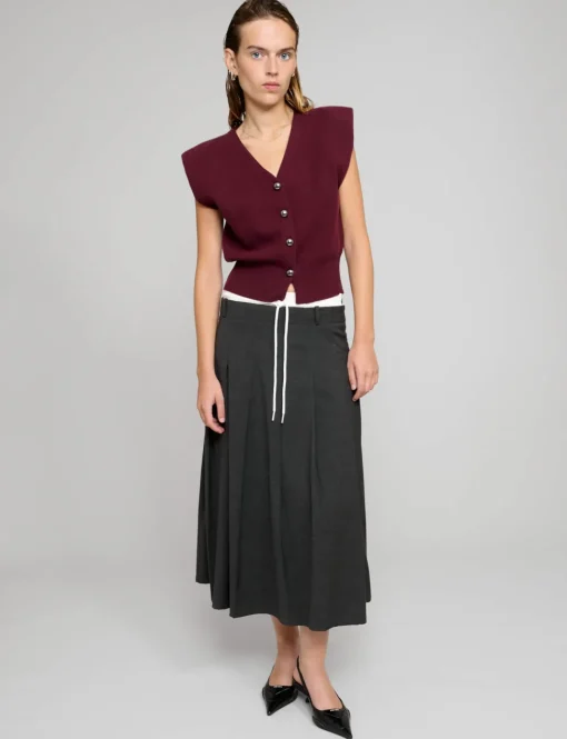 Padded Knit Silver Button Top