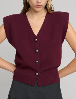 Padded Knit Silver Button Top