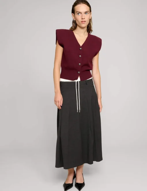 Padded Knit Silver Button Top