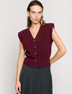 Padded Knit Silver Button Top
