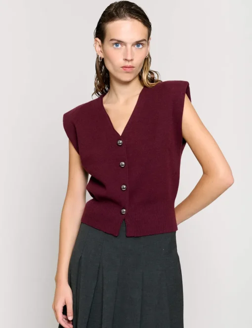 Padded Knit Silver Button Top