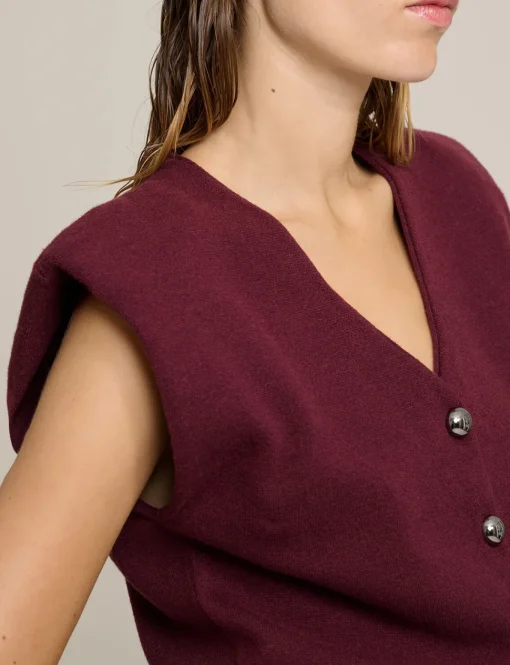 Padded Knit Silver Button Top