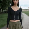 Padded Zip Knit Cardigan