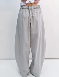 Pale Grey Pleated Barrel Leg Pants -PREORDER