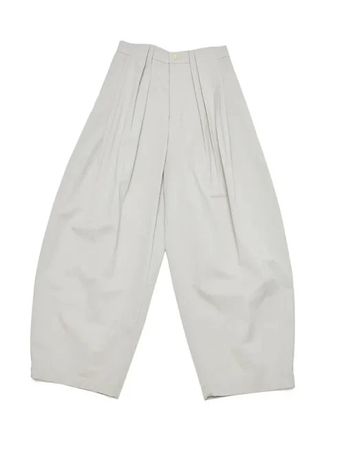 Pale Grey Pleated Barrel Leg Pants -PREORDER