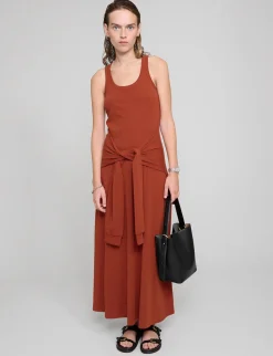 Paprika Sleeve Waist-Tie Dress