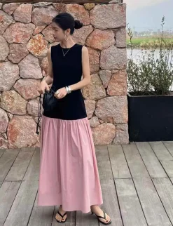 Pink Drop Waist Dress-BESTSELLER