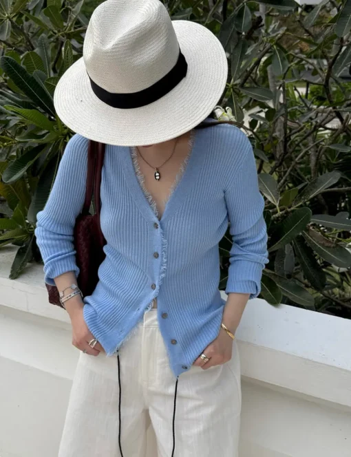 Powder Blue Fringe Cardigan