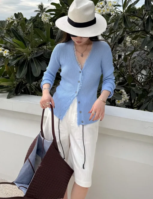 Powder Blue Fringe Cardigan