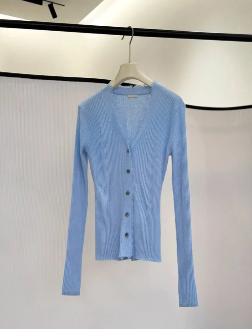 Powder Blue Fringe Cardigan