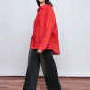 Red Linen Oversized Shirt