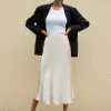Rene Beige Satin Long Skirt-BESTSELLER