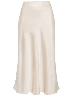 Rene Beige Satin Long Skirt-BESTSELLER