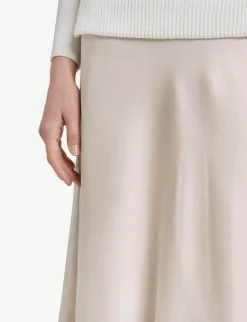 Rene Beige Satin Long Skirt-BESTSELLER
