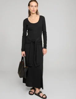 Sleeve-Tie Long Sleeve Dress