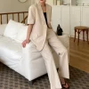 Tan Straight Suit Trousers