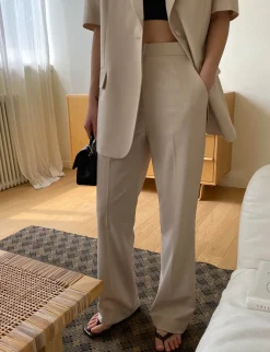Tan Straight Suit Trousers