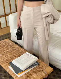 Tan Straight Suit Trousers