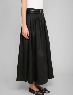 Thea Black Double-Belted Skirt