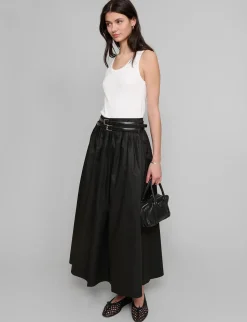 Thea Black Double-Belted Skirt