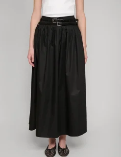 Thea Black Double-Belted Skirt
