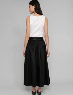 Thea Black Double-Belted Skirt