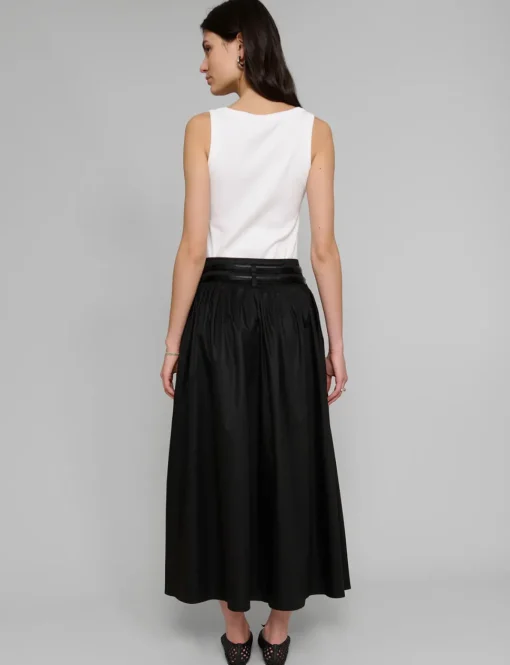 Thea Black Double-Belted Skirt