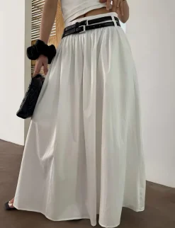 Thea White Double Belted Skirt-BESTSELLER