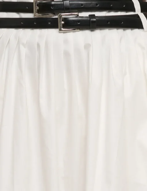 Thea White Double Belted Skirt-BESTSELLER