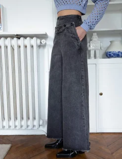 Washed Black Wide-Leg Jeans