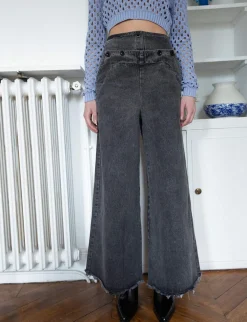 Washed Black Wide-Leg Jeans