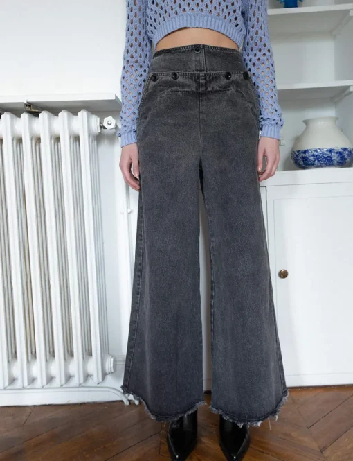 Washed Black Wide-Leg Jeans