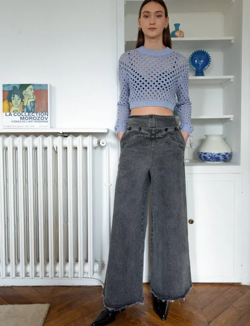 Washed Black Wide-Leg Jeans
