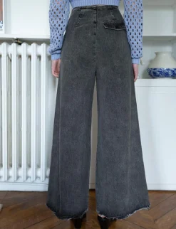 Washed Black Wide-Leg Jeans