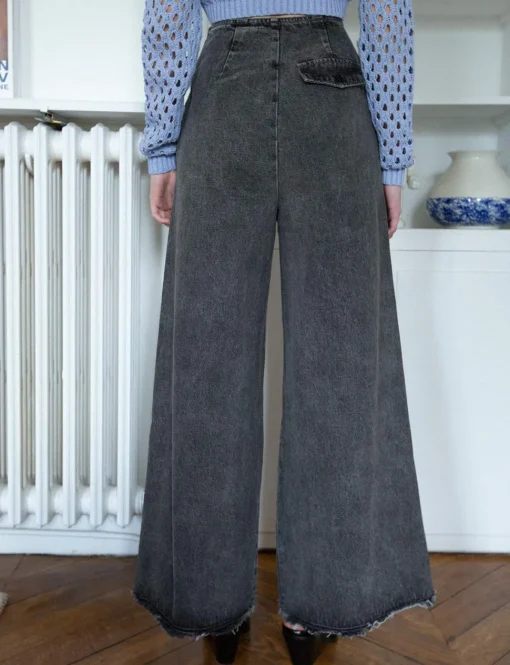 Washed Black Wide-Leg Jeans
