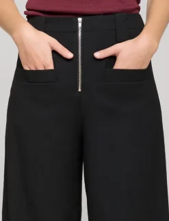 Zip Black Wide-Leg Pants