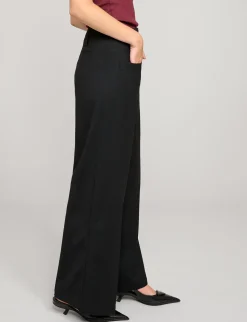 Zip Black Wide-Leg Pants