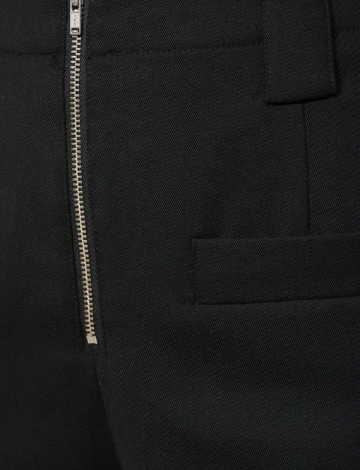 Zip Black Wide-Leg Pants